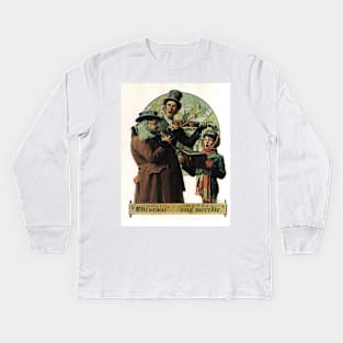 Norman Rockwell Christmas Trio 1923 Portrait Kids Long Sleeve T-Shirt